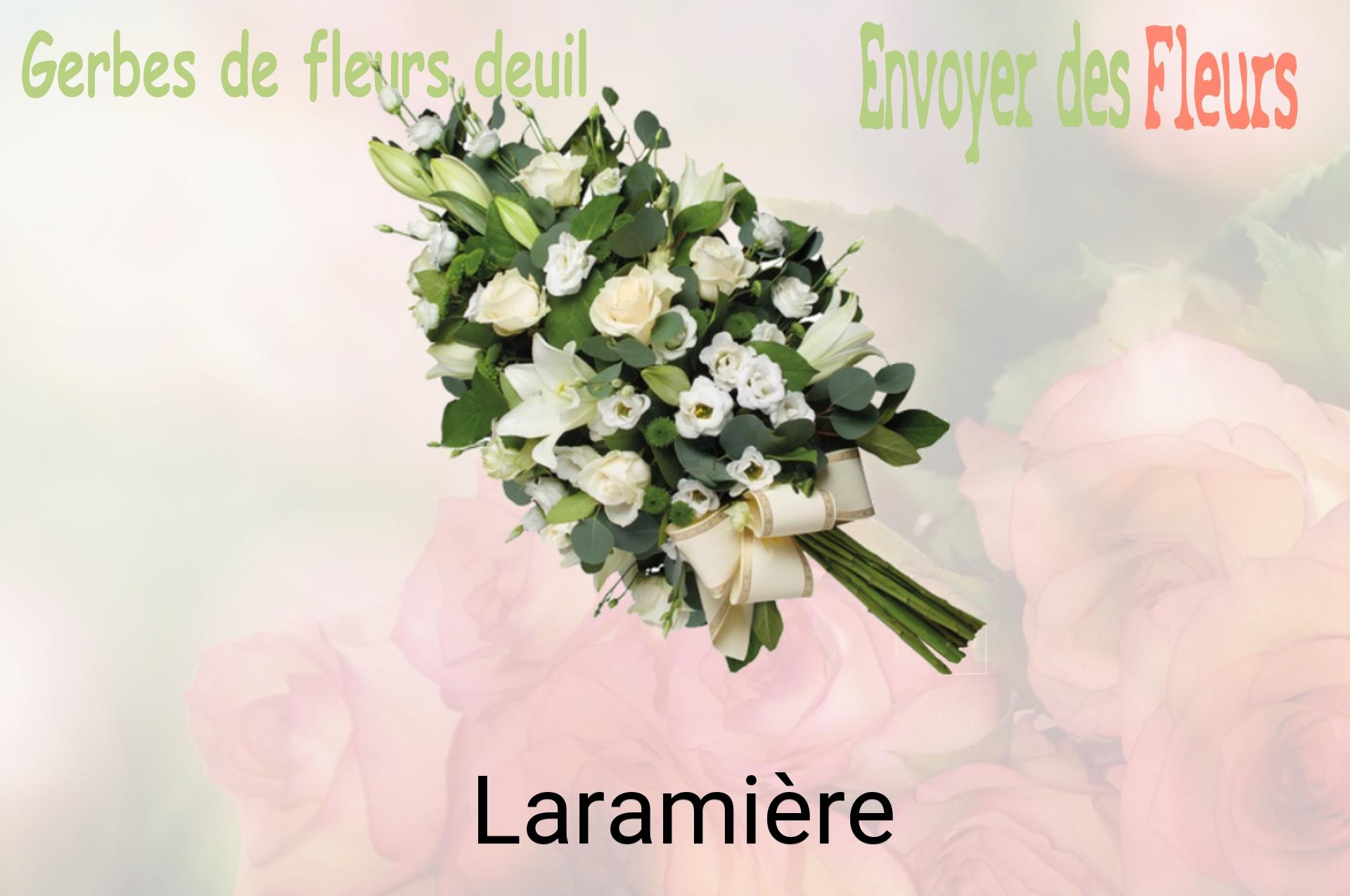 Gerbe de fleurs de deuil livrée à Laramière